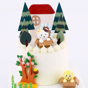 Cute Cartoon Soft Pottery Box Animal Cat Topper Birthday Cake Decoration