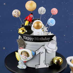 Rocket Cake Topper Astronaut Planet Space Theme Birthday Cake Decoration