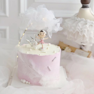 Ballerina Dancing Girl Lace Flowers Diamond Crown Cake Decorations