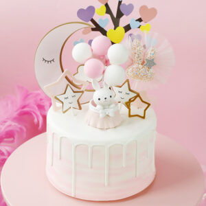 Bunny Hot Air Balloon Colorful love Hart Tree Cake Topper Decoration