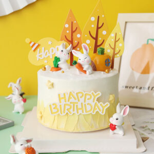 Rabbit Sweet Hart Love Pulling Radish Cute Animal Cake Topper Decoration