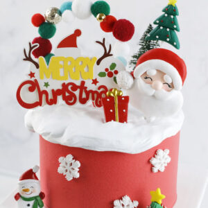 Santa And Pom Pom Arch Christmas Cake Decoration