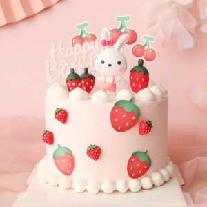 Strawberry and Cherry Bunny Cake Topper and Decoration