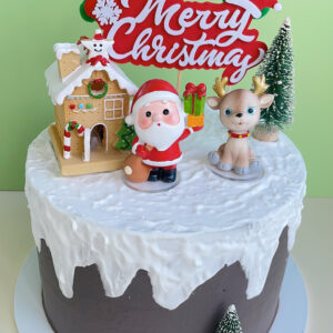 LED Gingerbread House with Santa & Reindeer – Cake Topper