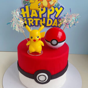 Pokémon Birthday Cake – Poké Ball Cake with Pikachu Topper