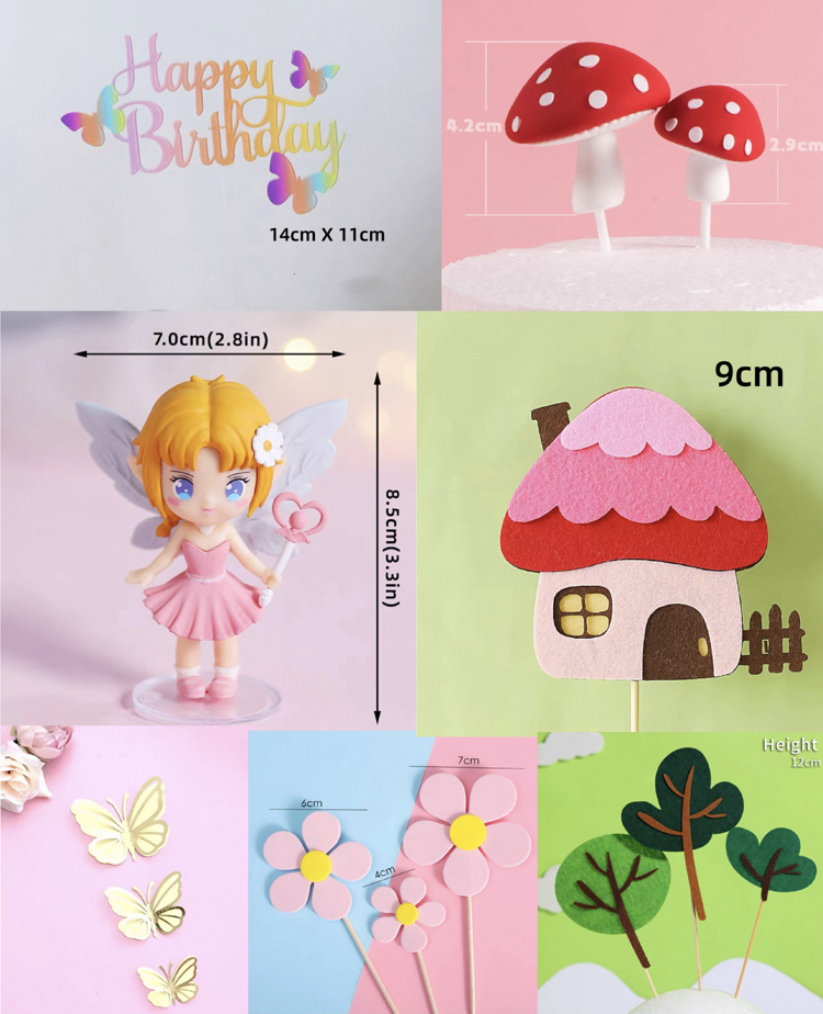 Pink Fairy Mushroom Cake Party Decorations