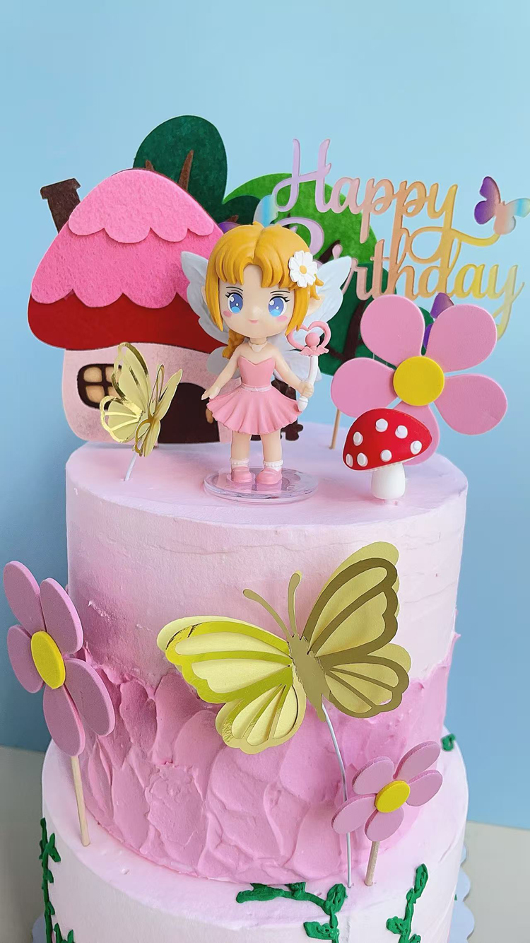 Pink Fairy Mushroom Cake Party Decorations