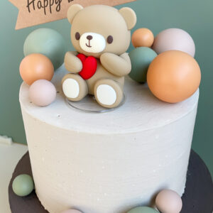 Cute Teddy Bear Cake Topper with Happy Birthday Sign