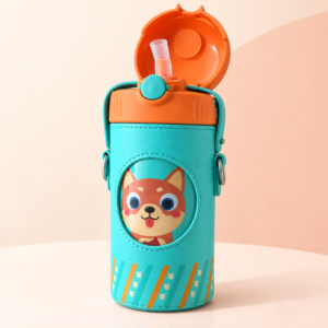 Cute Dog Kids Insulated Water Bottle with Straw 520ml